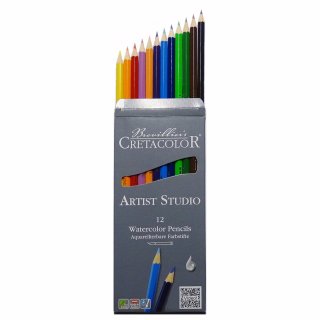 CRETACOLOR, Aquarellierbare Buntstifte, 12-er Set Farbstifte Basis Farben