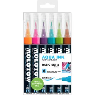 MOLOTOW - GRAFX AQUA INK PUMP SOFTLINER, Marker, 6er Basic-Set 2