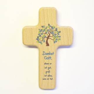 Holzkreuz Dankgebet mit Spruch