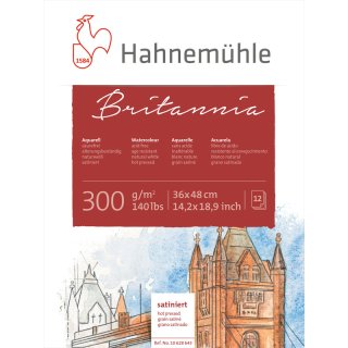 Hahnemühle Britannia Aquarell-Malblock satiniert, 300 g/m², 12 Blatt, 36 x 48 cm