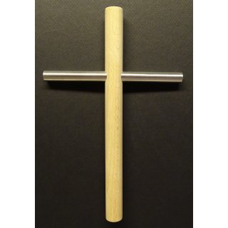 Kreuz aus Holz und Edelstahl