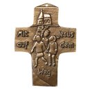 Kommunionkreuz mit Spruch aus Bronze