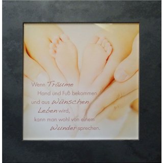 Acrylplatte mit Spruch und Naturstein Schieferrahmen - Wunder Familie Nachwuchs