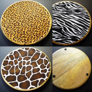 Holzteller Dekoteller Muster Giraffe, Leopard, Zebra zur Auswahl