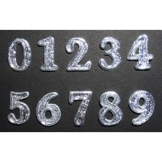 Zahlen Silber aus Wachs H: 25 mm / Beschriftung für Kerzen