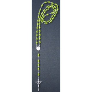 Rosenkranz gelb/grüne ovale Perlen Länge: 49,5 cm