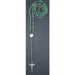 Rosenkranz grün/blaue ovale Perlen Länge: 49,5 cm